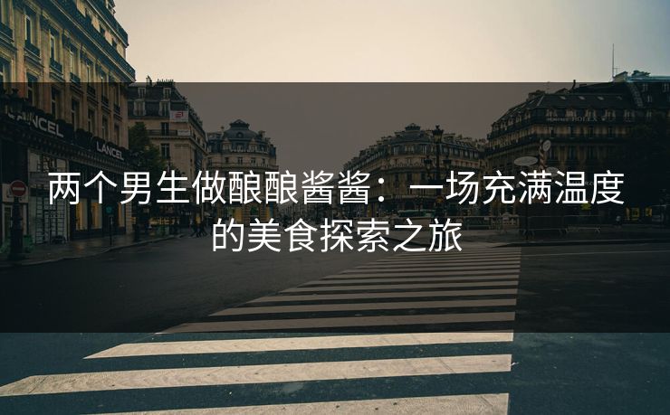 两个男生做酿酿酱酱：一场充满温度的美食探索之旅