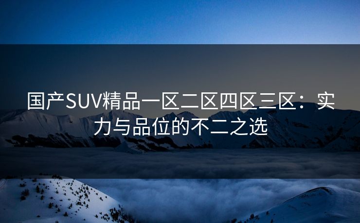 国产SUV精品一区二区四区三区：实力与品位的不二之选