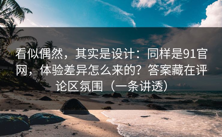 看似偶然，其实是设计：同样是91官网，体验差异怎么来的？答案藏在评论区氛围（一条讲透）