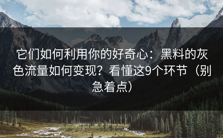 它们如何利用你的好奇心：黑料的灰色流量如何变现？看懂这9个环节（别急着点）